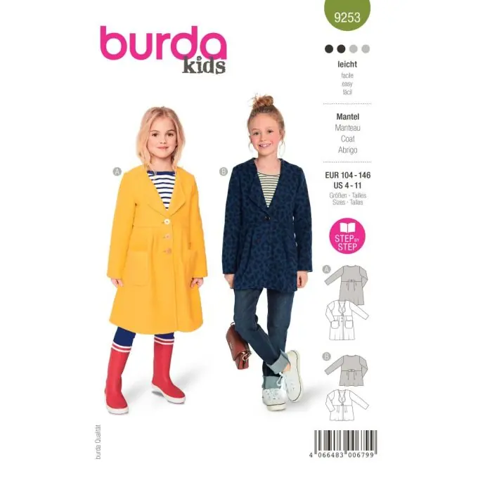 Burda: Einreihiger Mantel für kleine Fashionistas Heute Kaufen