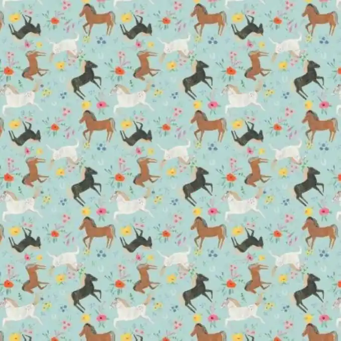 Sale Rachel Pferde Stoff, 110 cm, Himmelblau