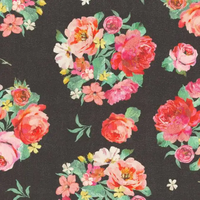 Dekostoff anthrazit Baumwolle Rosen Top-Seller