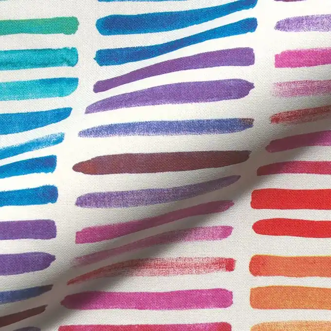 Dekostoff weiß Streifen bunt Super-Preis