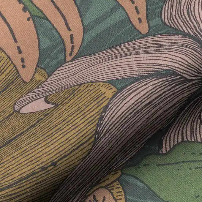 Dekostoff Blätter grün ocker Direktkauf