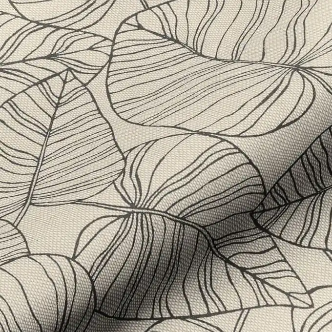 Dekostoff Linenlook Blätter schwarz Letzte Chance