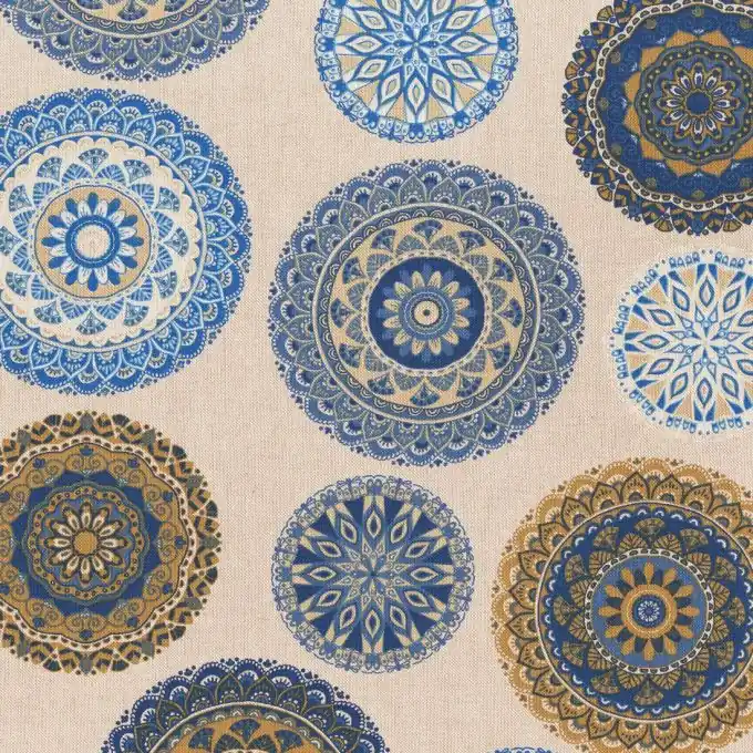 Dekostoff Linenlook Mandala blau Nur Für Kurze Zeit