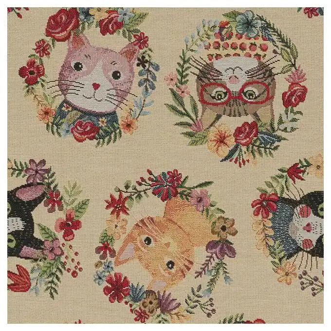 Sofort Bestellen Jacquard Gobelin Katzen Bunt