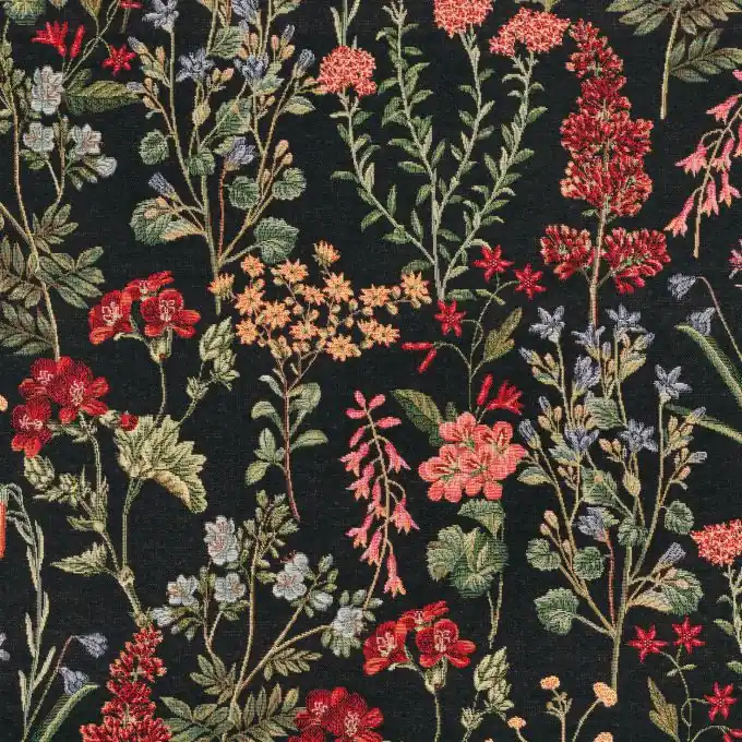 Jacquard schwarz Blumenwiese Rabatt