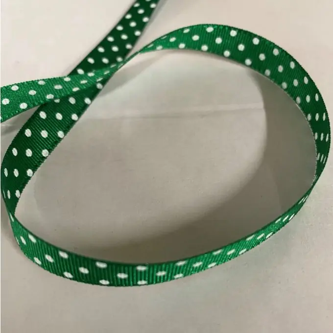 Band Polyester kleine Punkte 10 mm dunkelgrün Premium