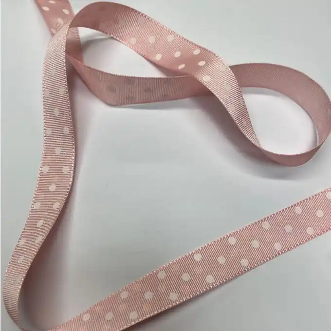 Ab Werk Band Polyester kleine Punkte 16 mm zartrosa
