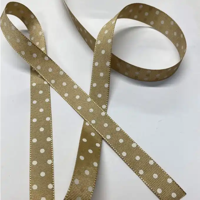 Limited Edition Band Polyester kleine Punkte 16 mm beige