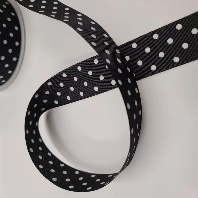 Band Polyester kleine Punkte 25 mm schwarz Abverkauf