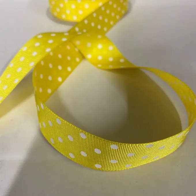 Wochenendangebot Band Polyester kleine Punkte 25 mm gelb