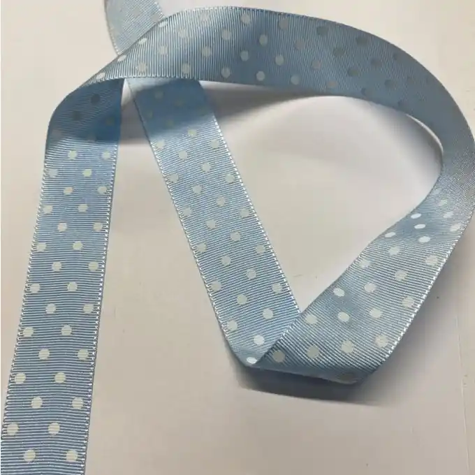 Kostenloser Rückversand Band Polyester kleine Punkte 25 mm himmelblau