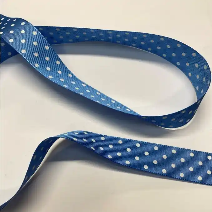 Günstig Band Polyester kleine Punkte 25 mm blau