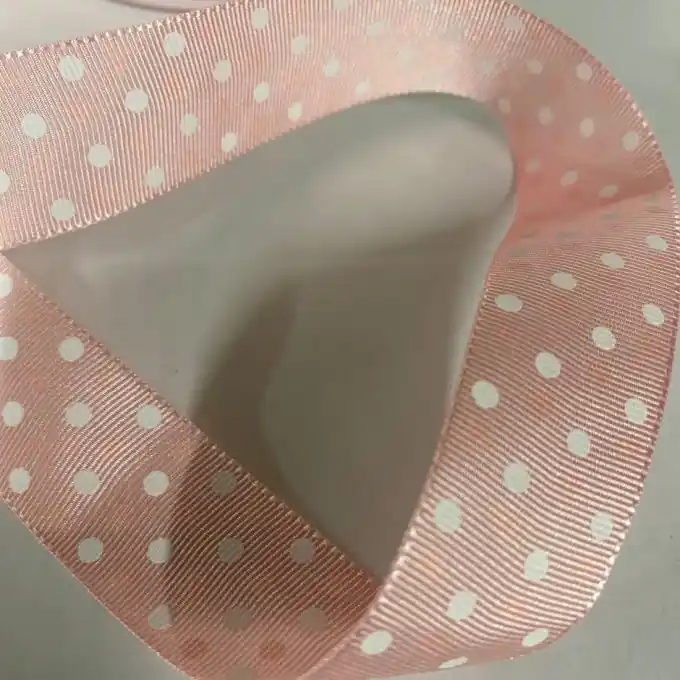 Preisknaller Band Polyester kleine Punkte 25 mm zartrosa