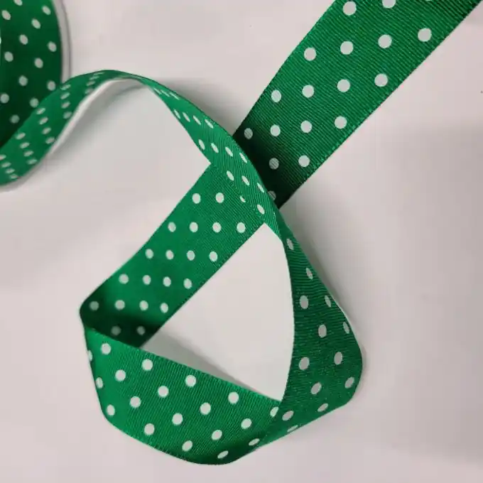 Band Polyester kleine Punkte 25 mm dunkelgrün Direkt Vom Hersteller