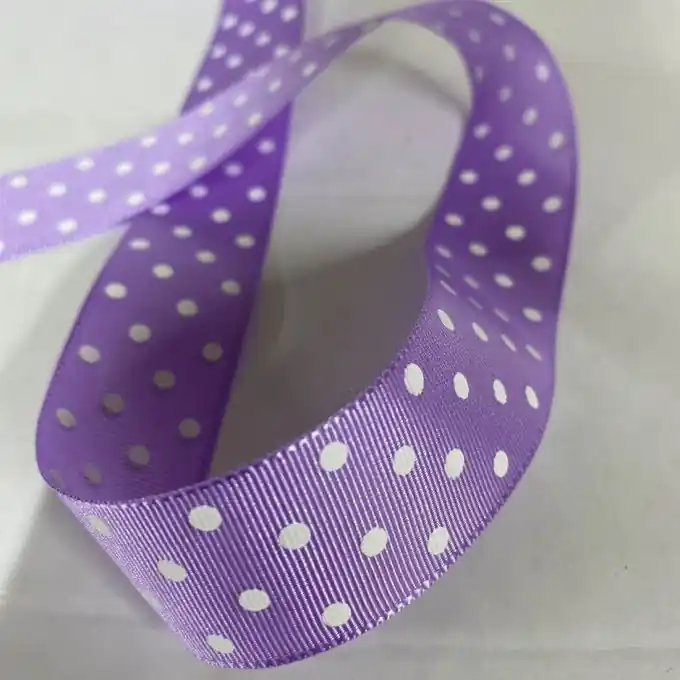 Band Polyester kleine Punkte 25 mm lila Nur Heute