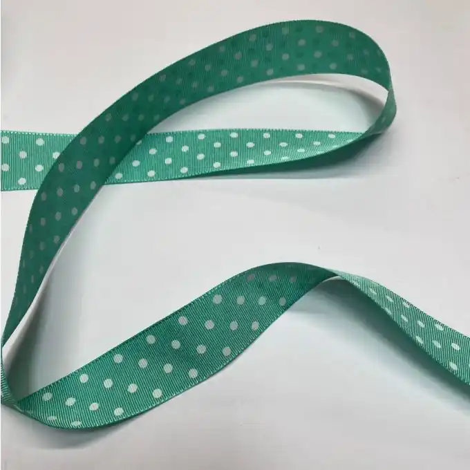 Neue Kollektion Band Polyester kleine Punkte 25 mm seegrün