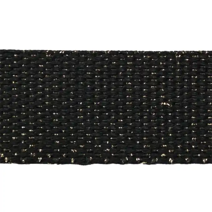 Sale Schwarzes Gurtband mit goldenem Lurex – 30mm Breite