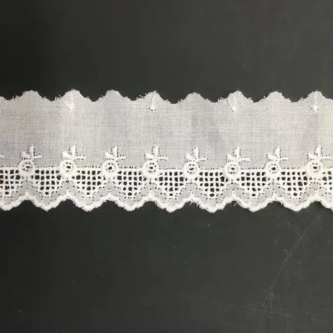 Besticktes weißes Band, 56mm Breite Sichere Zahlung