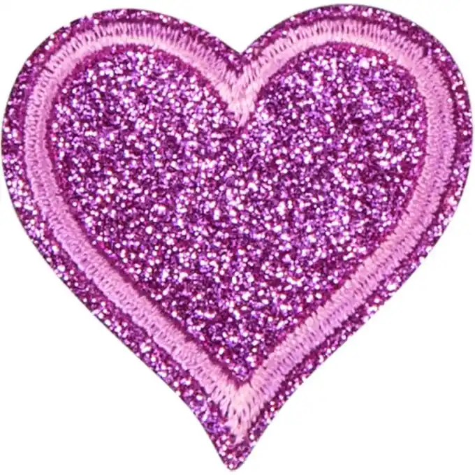 Glitzerndes Herz-Patch für rosa Kleidung und Accessoires Gratis Versand