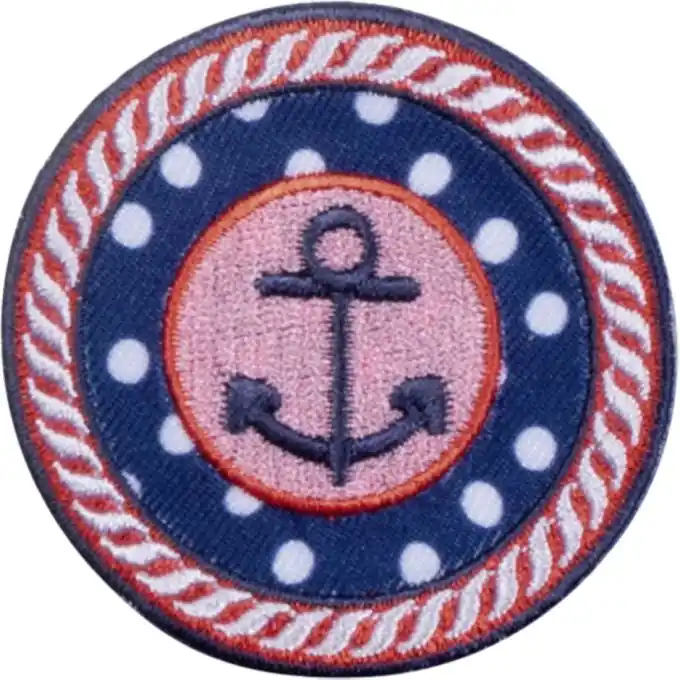 Nur Für Kurze Zeit Applikation Anker marineblau rot