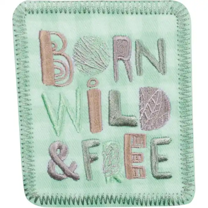Applikation Aufschrift „Born Wild Free“ – Mintgrün Gratis Versand