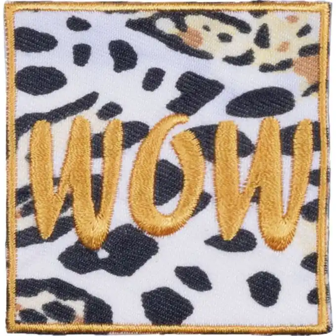 Neuheit Applikation Wow gelb