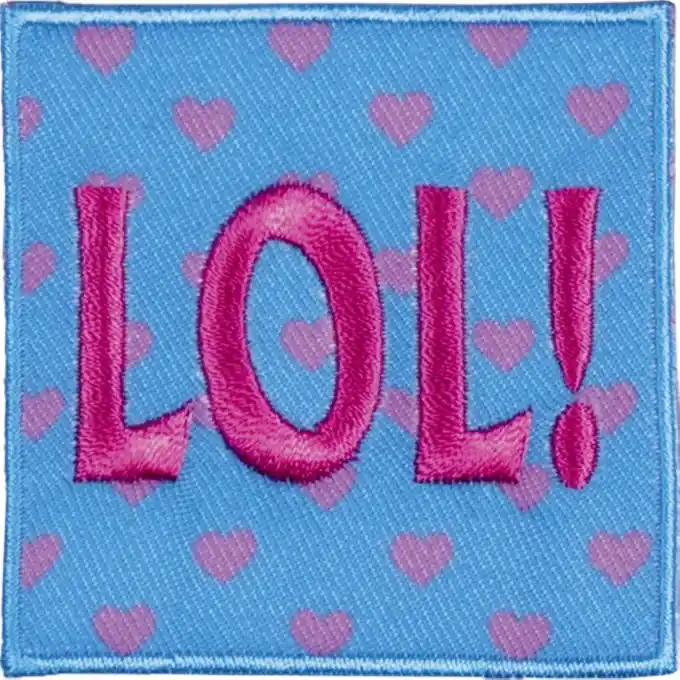 Weltweiter Versand Applikation blau Herzen rosa lol