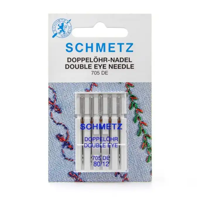 Hochwertig Schmetz Nadeln 705 DE, Größe 80 mit Doppelnadelöhr