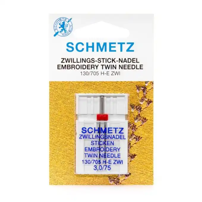 Echt Doppelnadeln von Schmetz, 3mm Nadelabstand, Grau