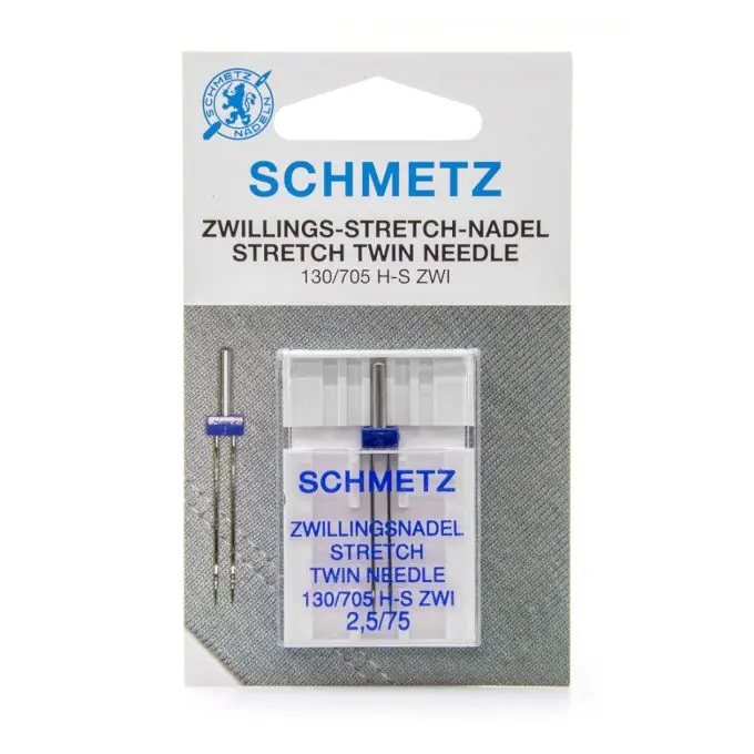 Premium Schmetz Doppelnadel Stretch 2.5 mm Grau