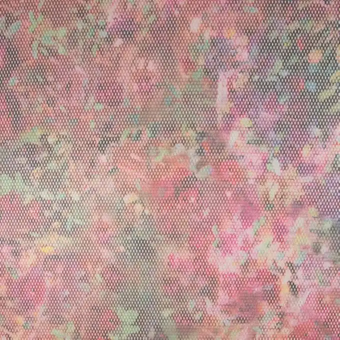 Bedruckter Jersey-Mesh-Stoff mit Blumenmuster in Rosa Markenprodukt