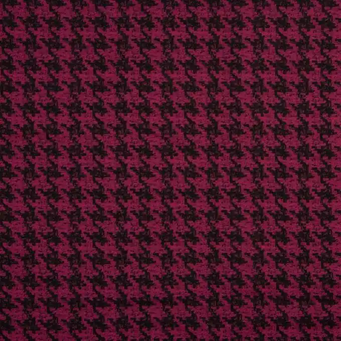 Nur Heute Bengaline fabric with jacquard effect in fuchsia and black houndstooth pattern