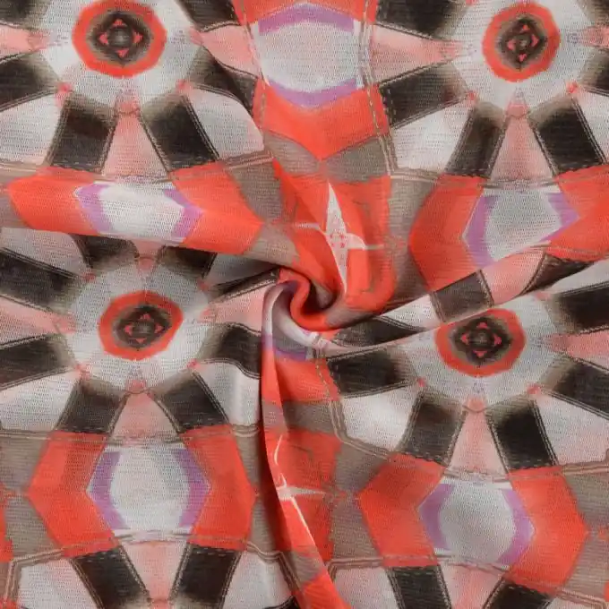 Markenware Stoff mit mystischem rotem Netzstoff