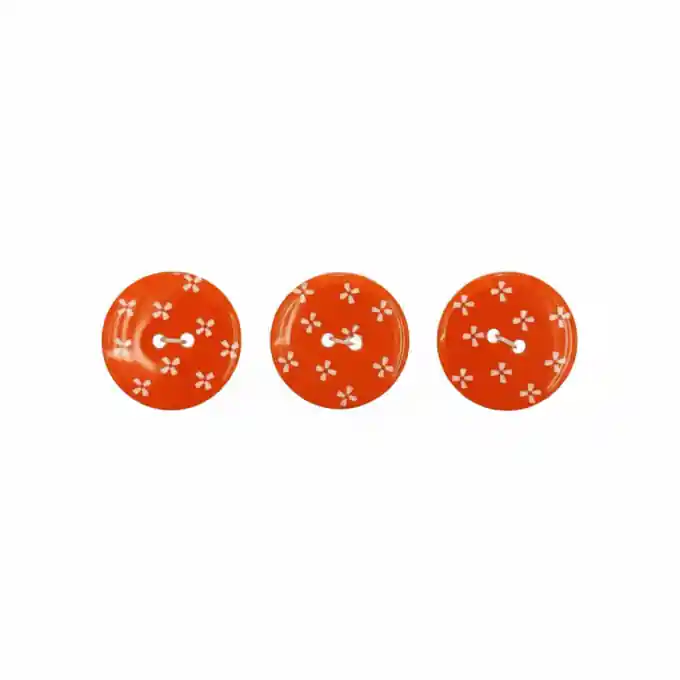 3-Knopf-Set mit 2 Löchern, 25 mm, Orangenblütenmuster Sofort Bestellen