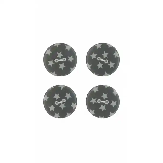 4er Set Knöpfe Stern-Dunkelgrau 18 mm Mengenrabatt
