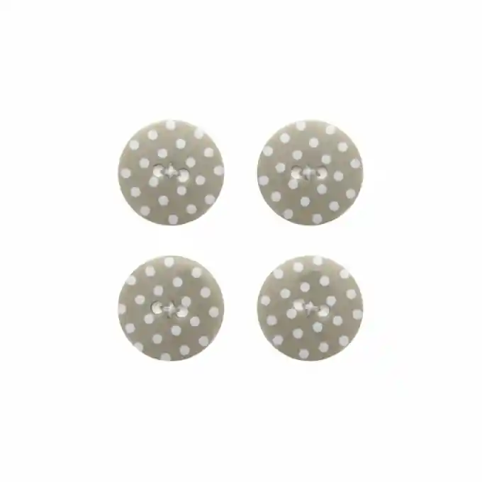 4-Knopf-Set mit 2 Löchern, 14 mm Durchmesser, dunkelbeige Punkte Abverkauf