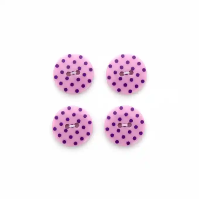 VierknopfSet mit 2 Löchern, 14 mm, rosa Polka-Dots Kostenloser Versand