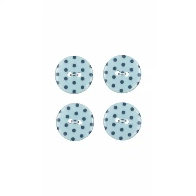 Set mit 4 Knöpfen in Babyblau mit weißen Punkten, Durchmesser 18 mm Aktuell