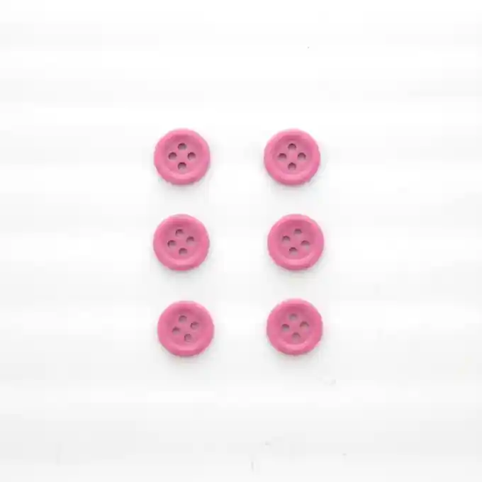 6er-Pack einfarbige 12mm rosa Knöpfe Handgefertigt