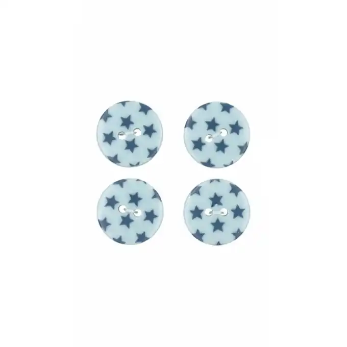 Sofort Bestellen Set mit 4 Sternenknöpfen in Babyblau, 18 mm Größe