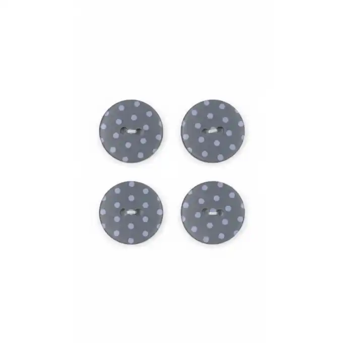 Jetzt Kaufen Set mit 4 grauen Knöpfen mit violetten Punkten, 18 mm