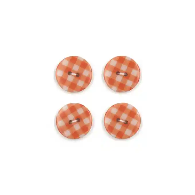 Heute Kaufen Set mit 4 orangefarbenen Vichy-Knöpfen, 18 mm