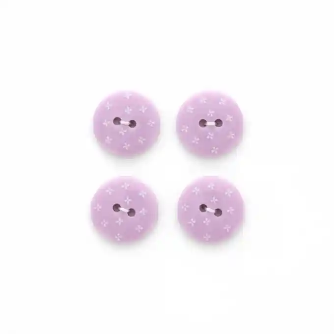 Jetzt Kaufen Vier-Knopf-Set mit 2 Löchern, 18 mm, lila Blumenmuster