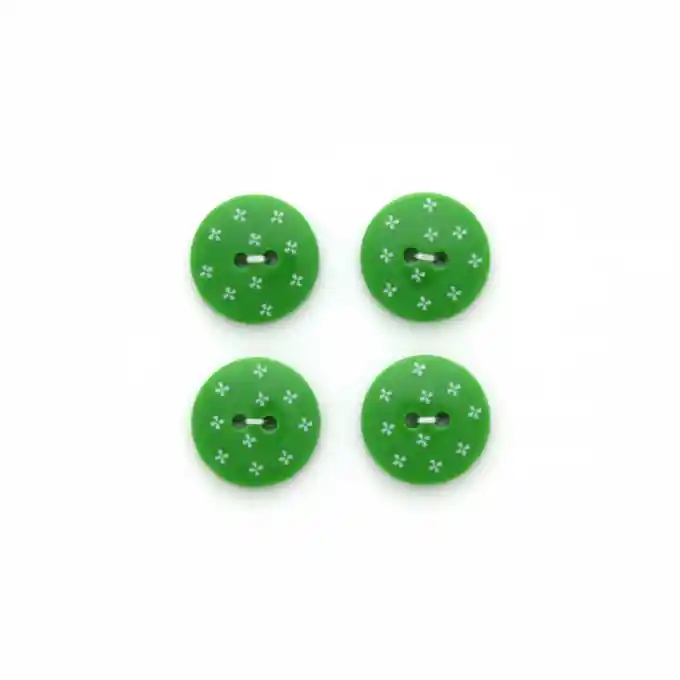 Jetzt Zugreifen Vier-Knopf-Set mit 2 Löchern, 18 mm, grünen Blumenmuster