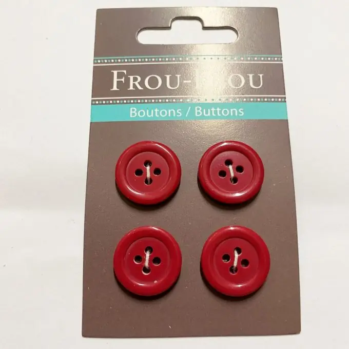 Vier Knöpfe, einfarbig, 18 mm, bordeaux Neue Kollektion