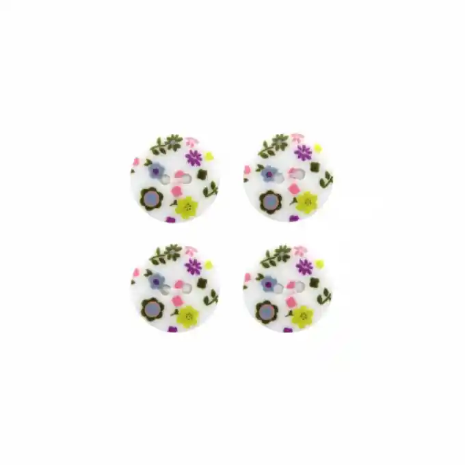 Kostenloser Versand Vier-Knopf-Set mit 2 Löchern, 14 mm, mehrfarbig, weiß und violett