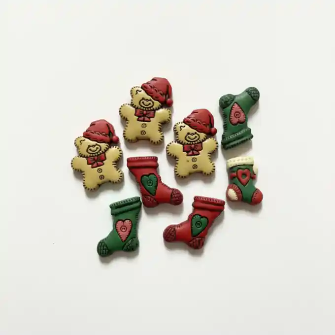 Preisreduziert Beutel mit Teddybär- und Weihnachtssocken-Knöpfen