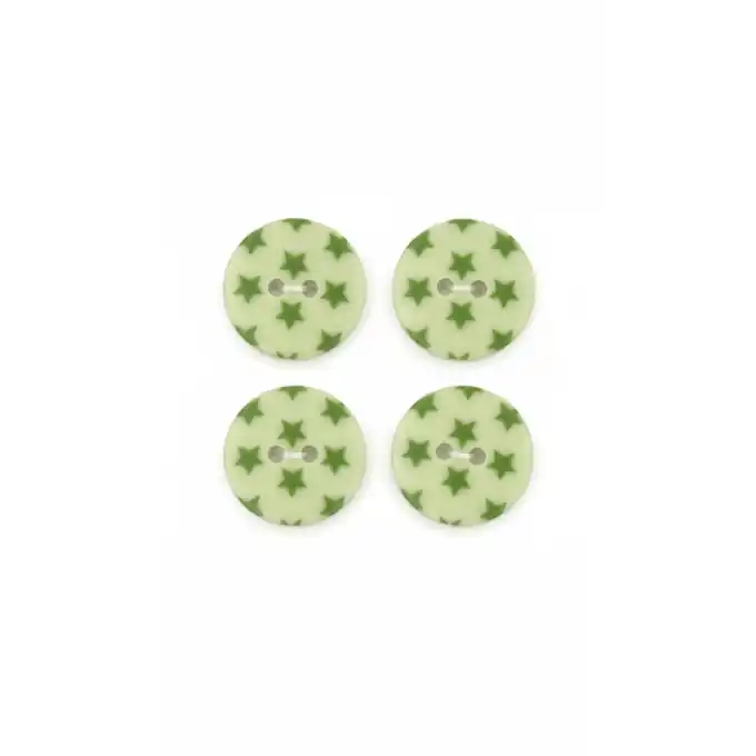 Highlight Set mit 4 Sternknöpfen in Anisgrün, 18 mm