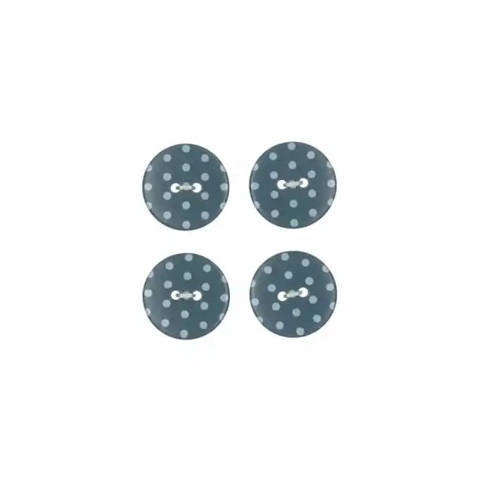 Kostenloser Rückversand Set mit 4 Knöpfen in blau-grauen Punkten, 18 mm
