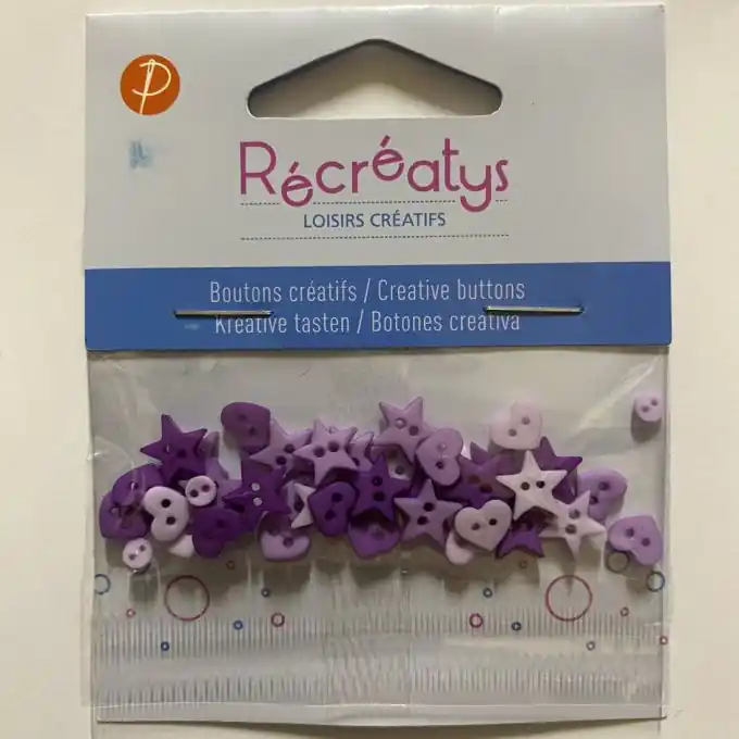 Direktkauf Beutel mit Knöpfen Sterne Herzen Violett